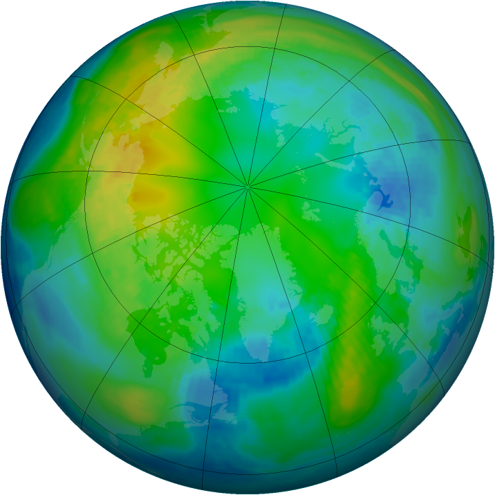 Arctic ozone map for 29 October 1987